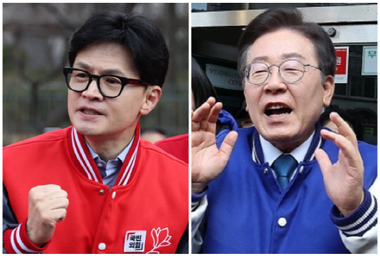 한동훈 국민의힘 비상대책위원장(왼쪽)과 이재명 더불어민주당 대표<연합뉴스>